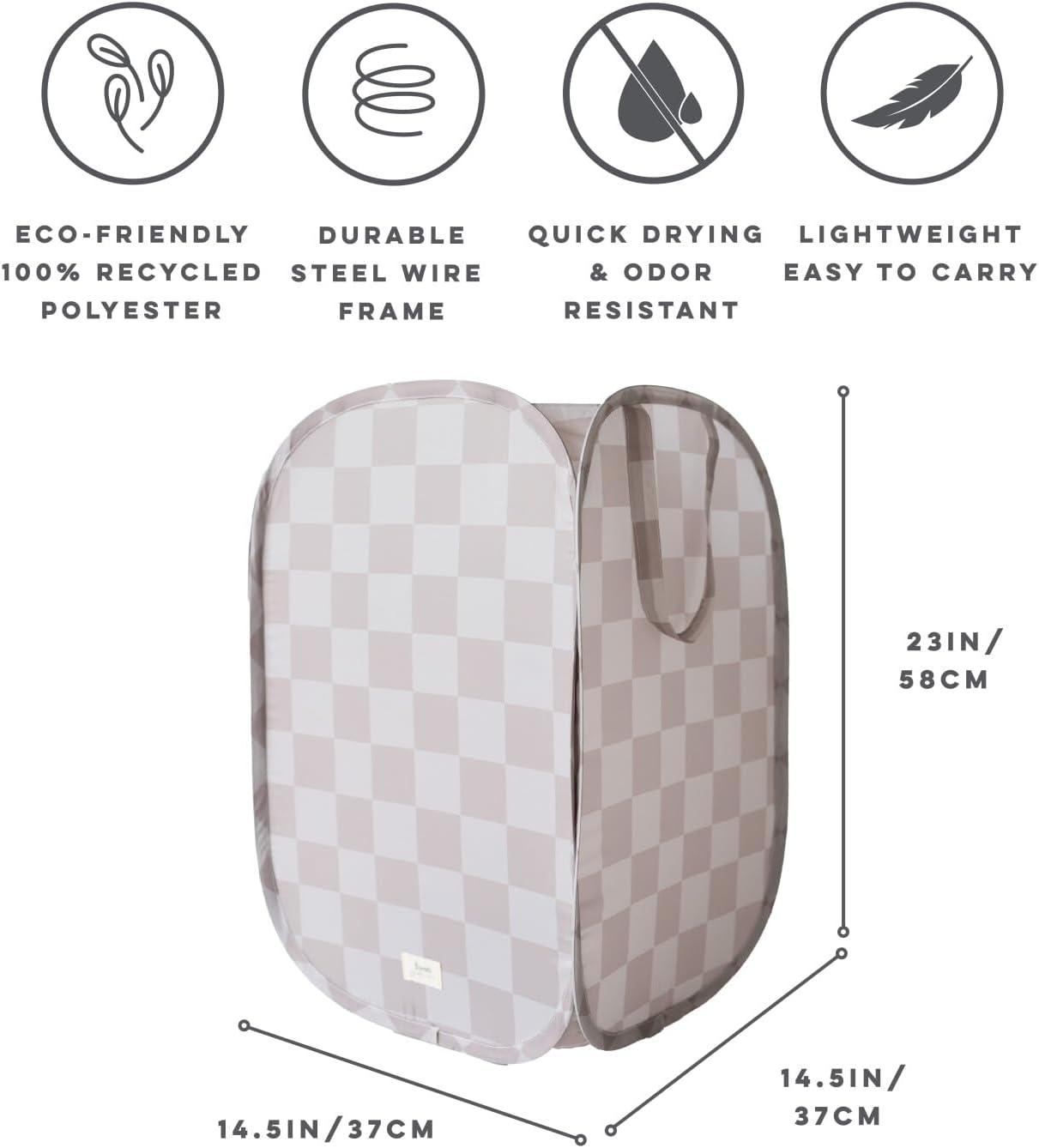 3 Sprouts Baby & Kids Recycled Fabric Pop-up Laundry Hamper - Gingham Beige