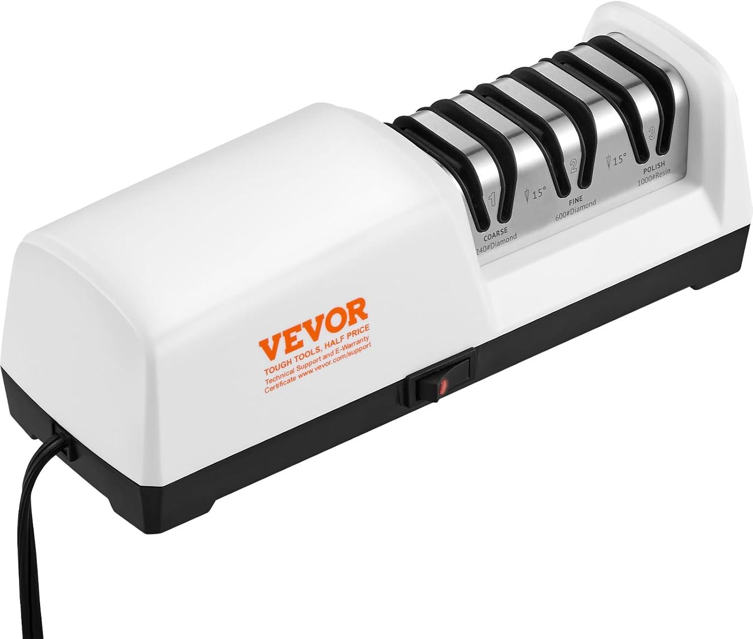 VEVOR White Electric Knife Sharpener with Diamond Abrasives