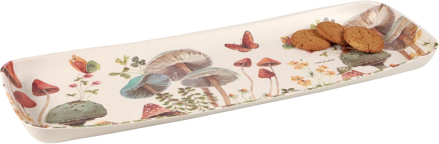 Mushroom Study Bamboo Tray with Watercolor Design