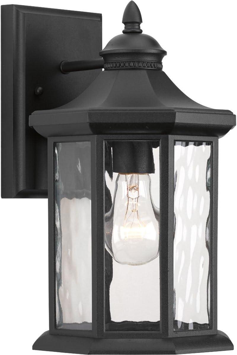 Progress Lighting, Edition, 1-Light, Wall Lantern, Textured Black, Clear Water Glass Shade