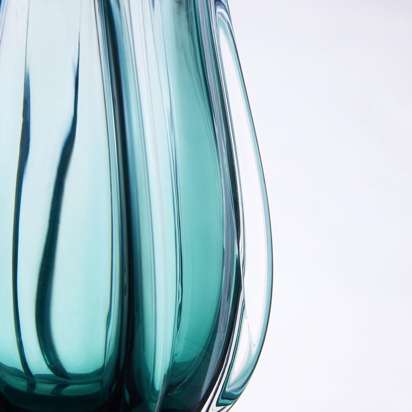 Luxury Lane Hand Blown Laine Art Glass Vase Forest Green Ombre 12.5"H