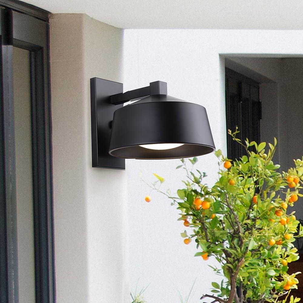 Matte Black LED Outdoor Lantern with Acrylic Shade