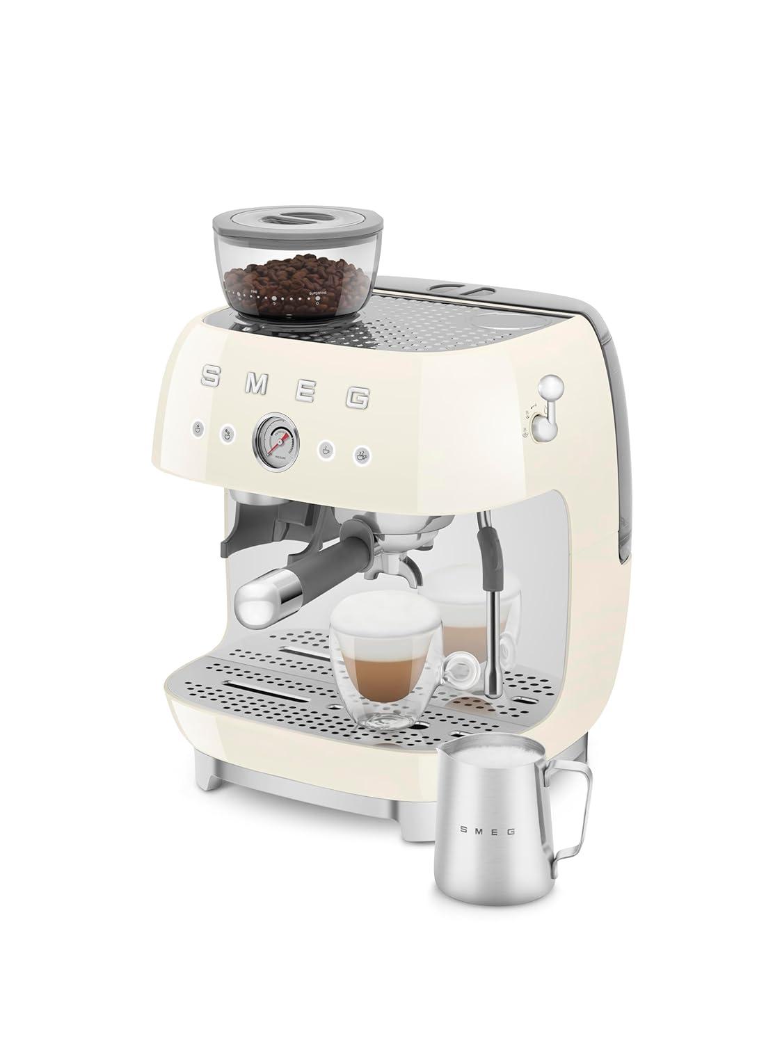 SMEG Cream Semi-Automatic Espresso Machine with Milk Frother