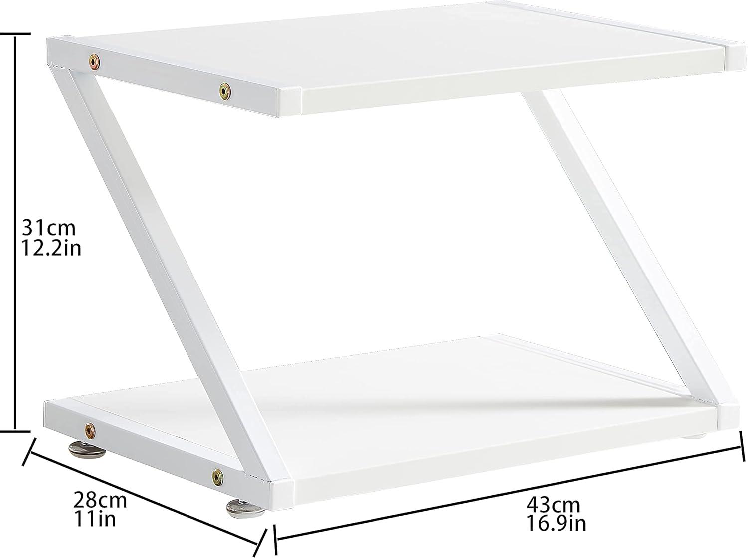 White MDF and Metal 2-Tier Z-Shaped Printer Stand