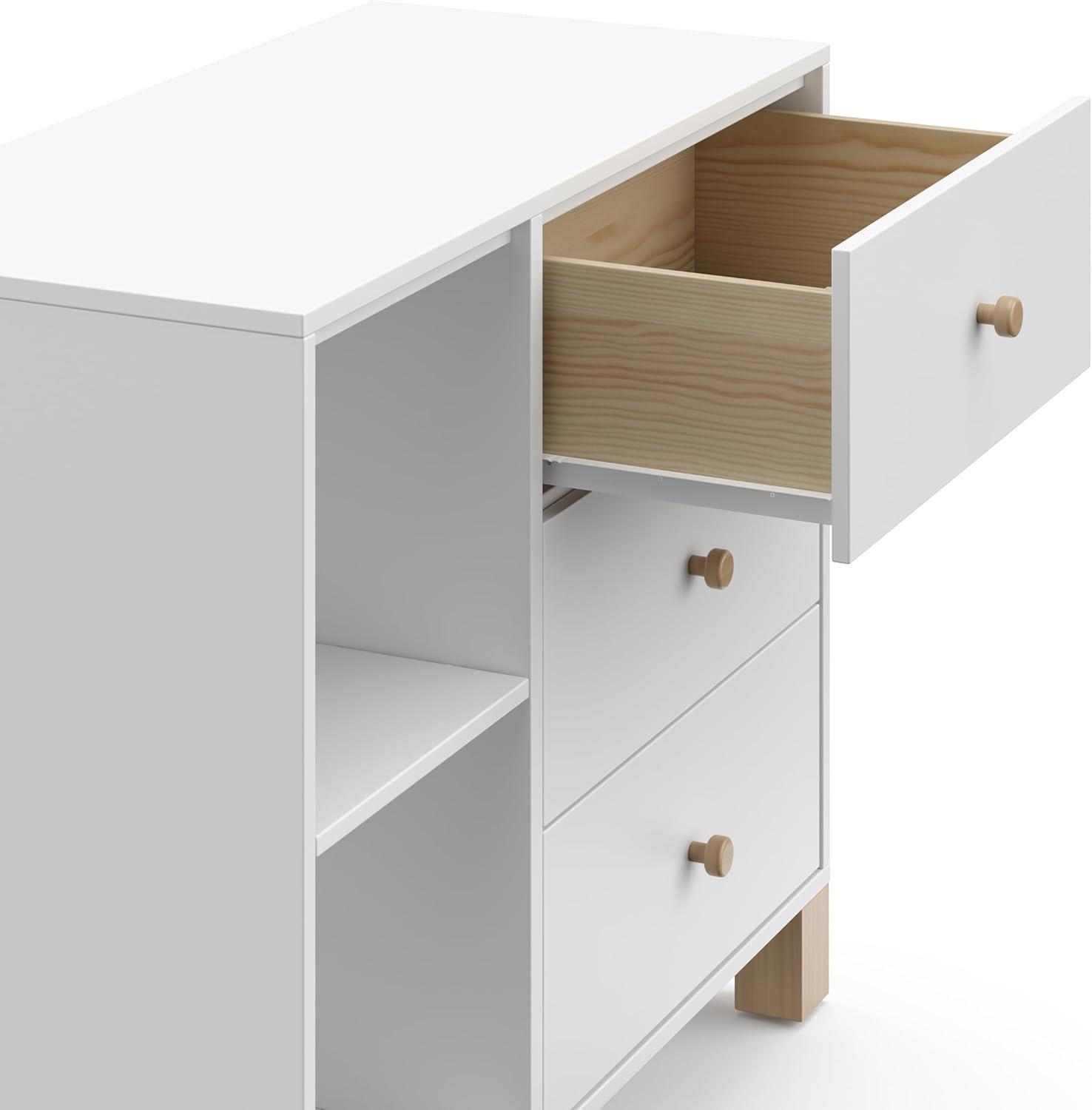 White and Driftwood 3 Drawer Combo Nursery Dresser