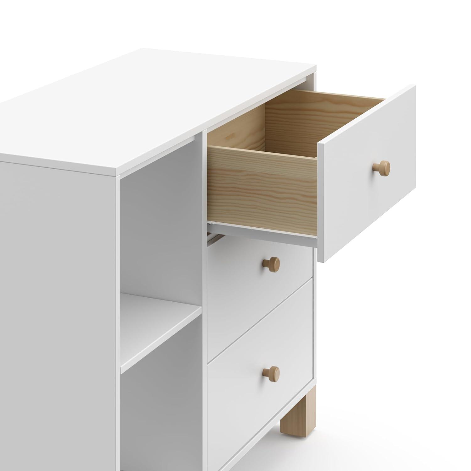 White and Driftwood 3 Drawer Combo Nursery Dresser