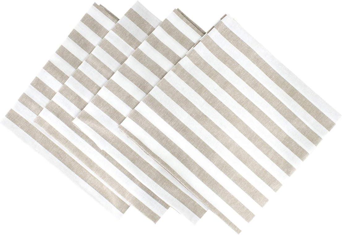 Fennco Styles Soft Thick Striped 100% Pure Cotton Cloth Napkins 20 x 20 Inch, Set of 4