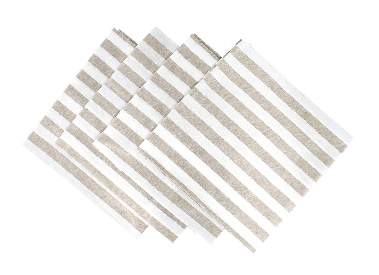 Fennco Styles Soft Thick Striped 100% Pure Cotton Cloth Napkins 20 x 20 Inch, Set of 4