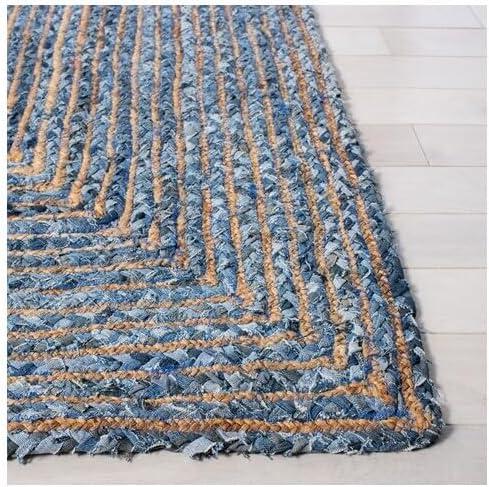 SAFAVIEH Cape Cod Miah Geometric Area Rug, Blue/Natural, 6' x 6' Square