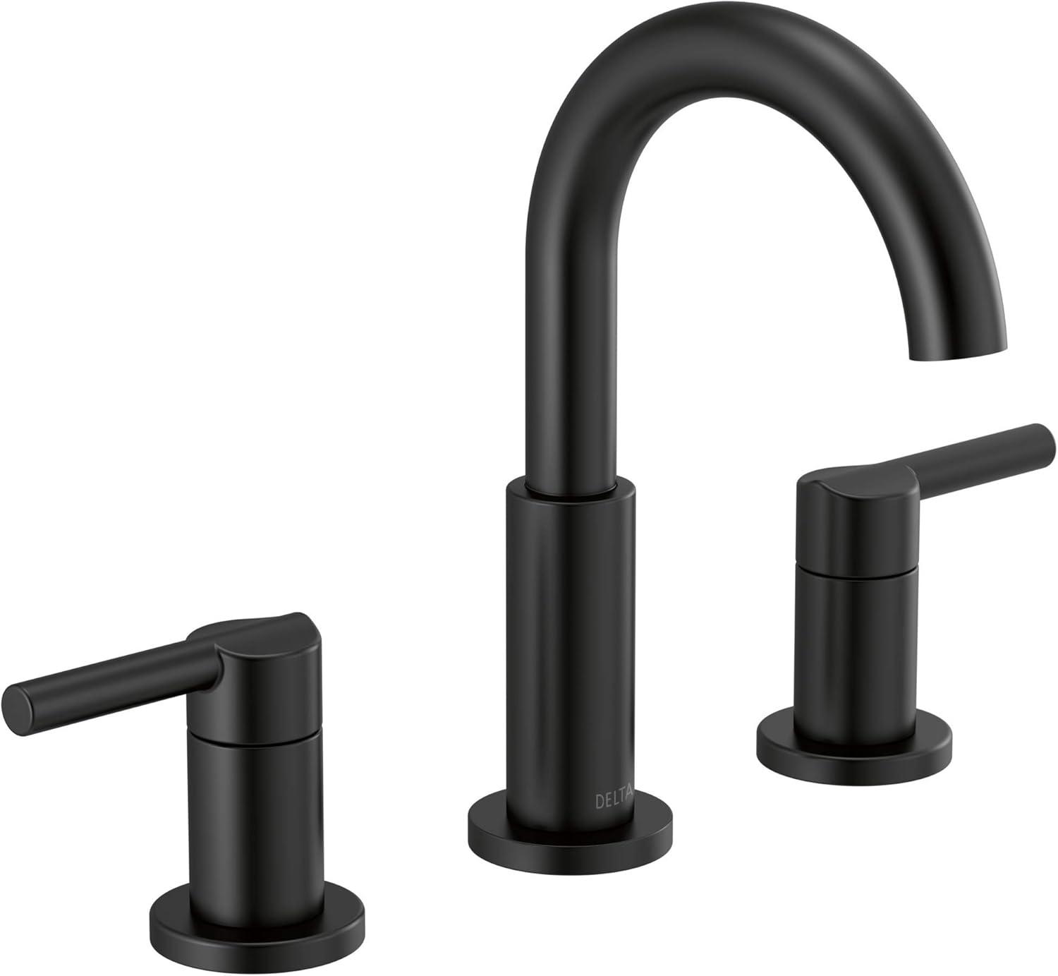 Delta Nicoli Matte Black 3-Hole Widespread Bathroom Faucet with Drain