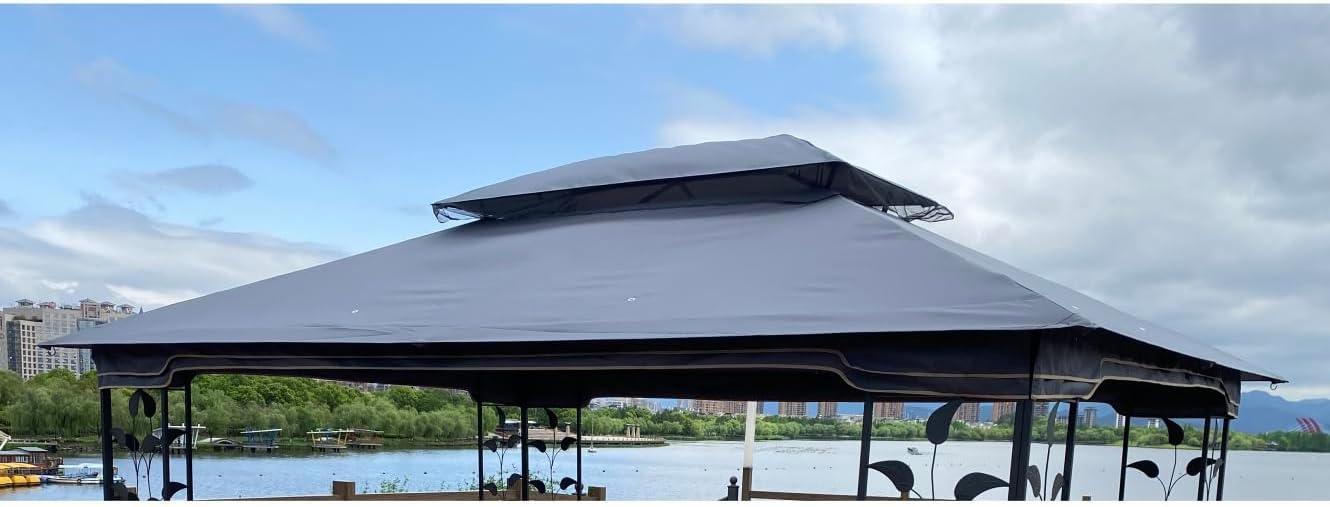 SHANRUGUOJI 13X10 Ft Patio Double Roof Gazebo Replacement Canopy Top Fabric