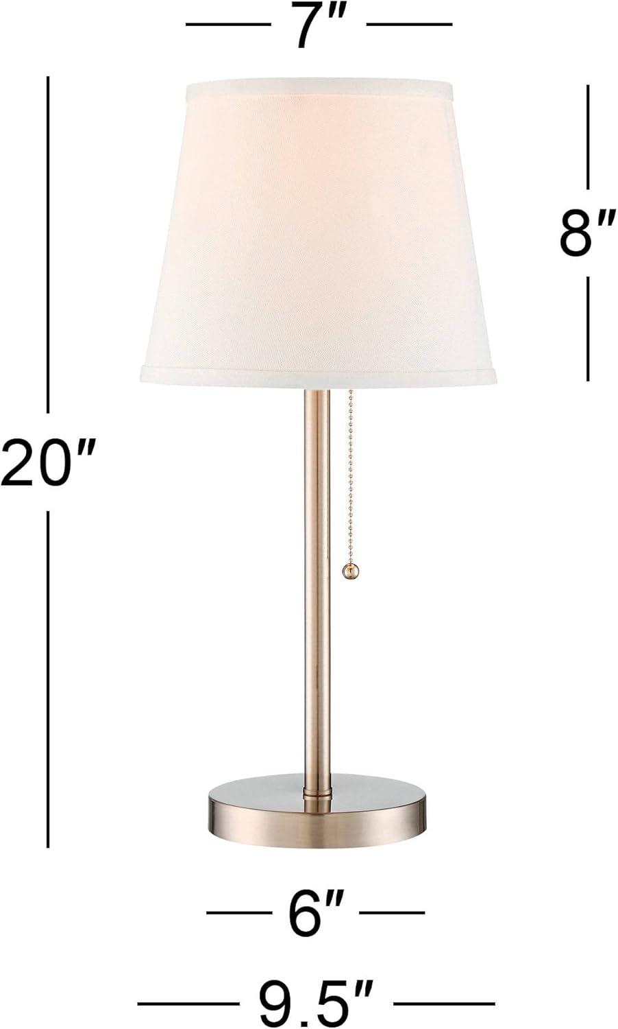 Brushed Nickel Table Lamp with USB and White Shade