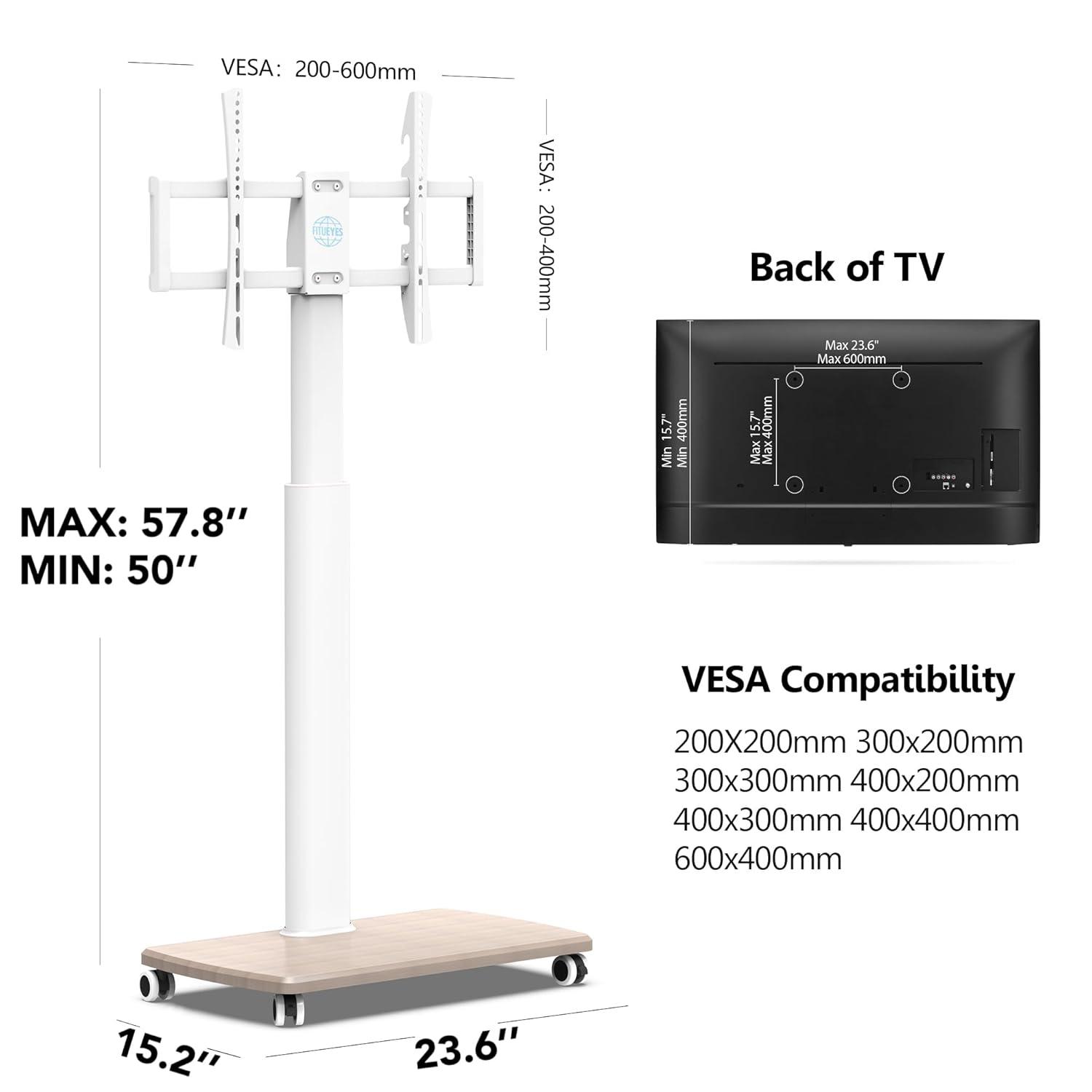 MASTER CRAFT WINDOW AND DOOR Rolling TV Stand For 32 To 65 70 Inch Tvs, Portable Mobile TV Cart On Wheels, Tall Universal TV Floor Stands With Swivel Mount, Fit Corner, Bedroom, Living Room, Small Dorm
