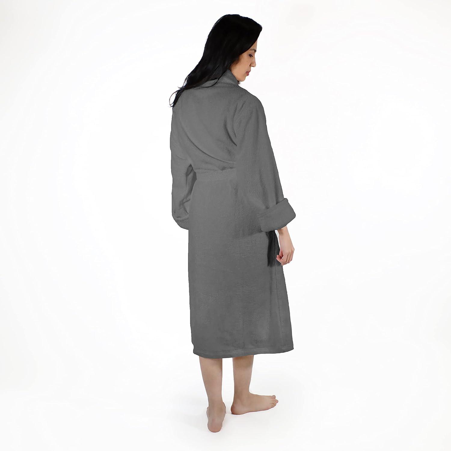 Mid-Calf 100% Turkish Cotton Terry Cloth Bathrobe with Pockets