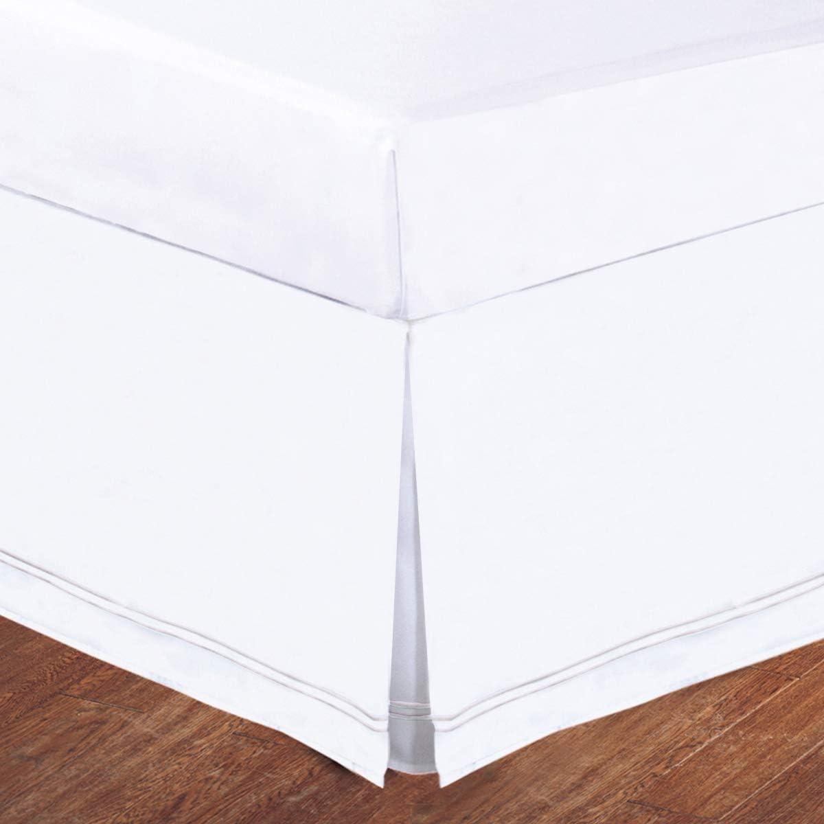 White Twin Polyester Bed Skirt with Split Corner