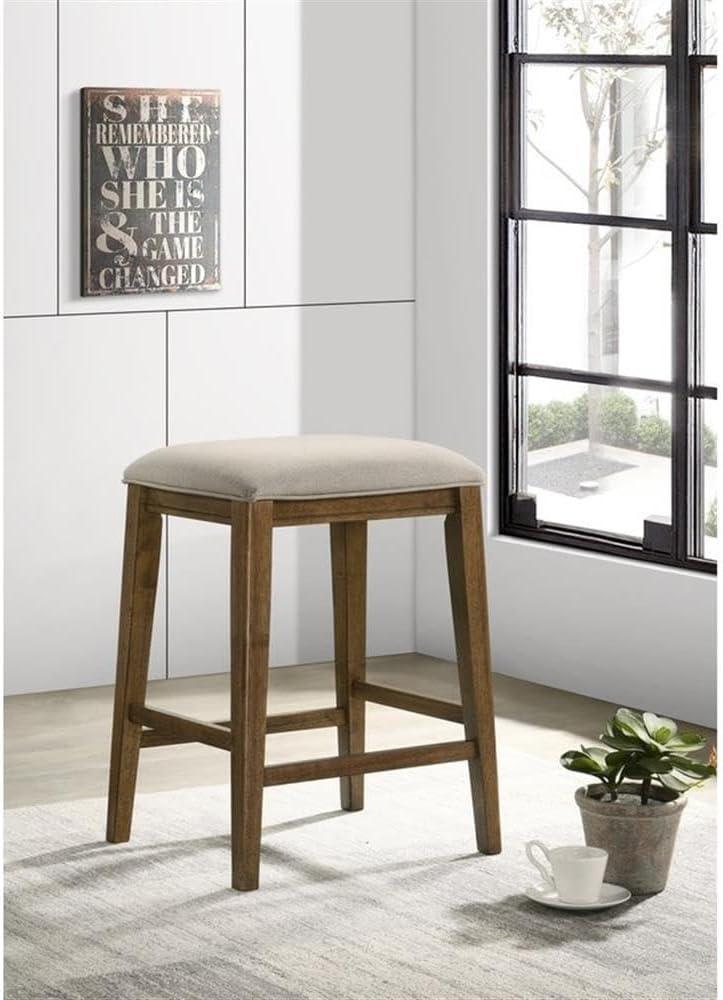 Sasha Walnut Wood Counter Height Stool with Upholstered Seat