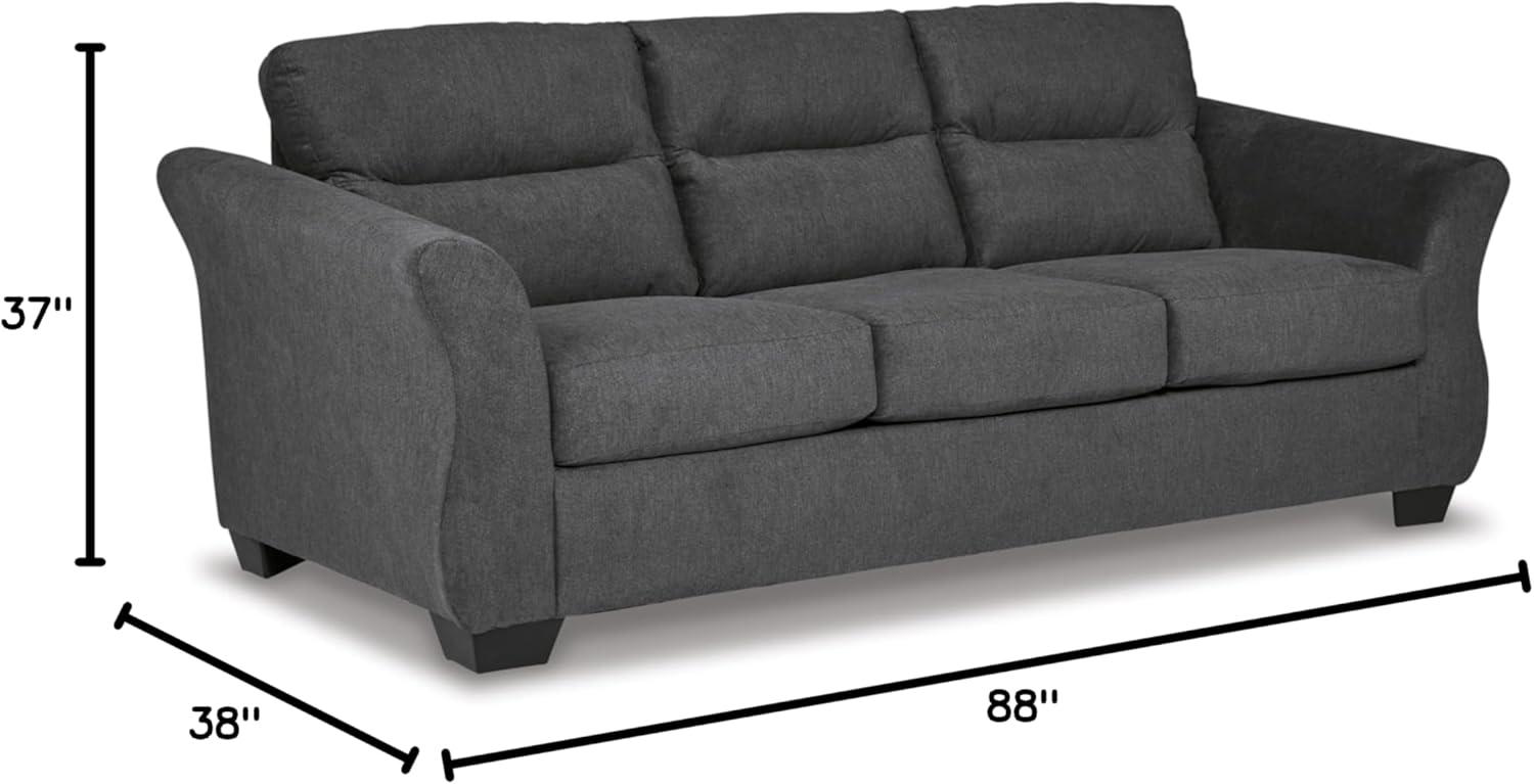 Gunmetal Tufted Fabric Sofa with Flared Arms