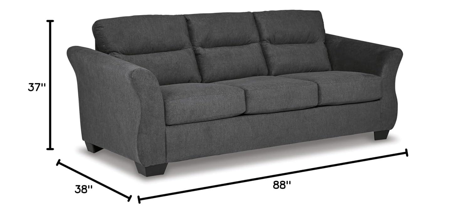 Gunmetal Tufted Fabric Sofa with Flared Arms