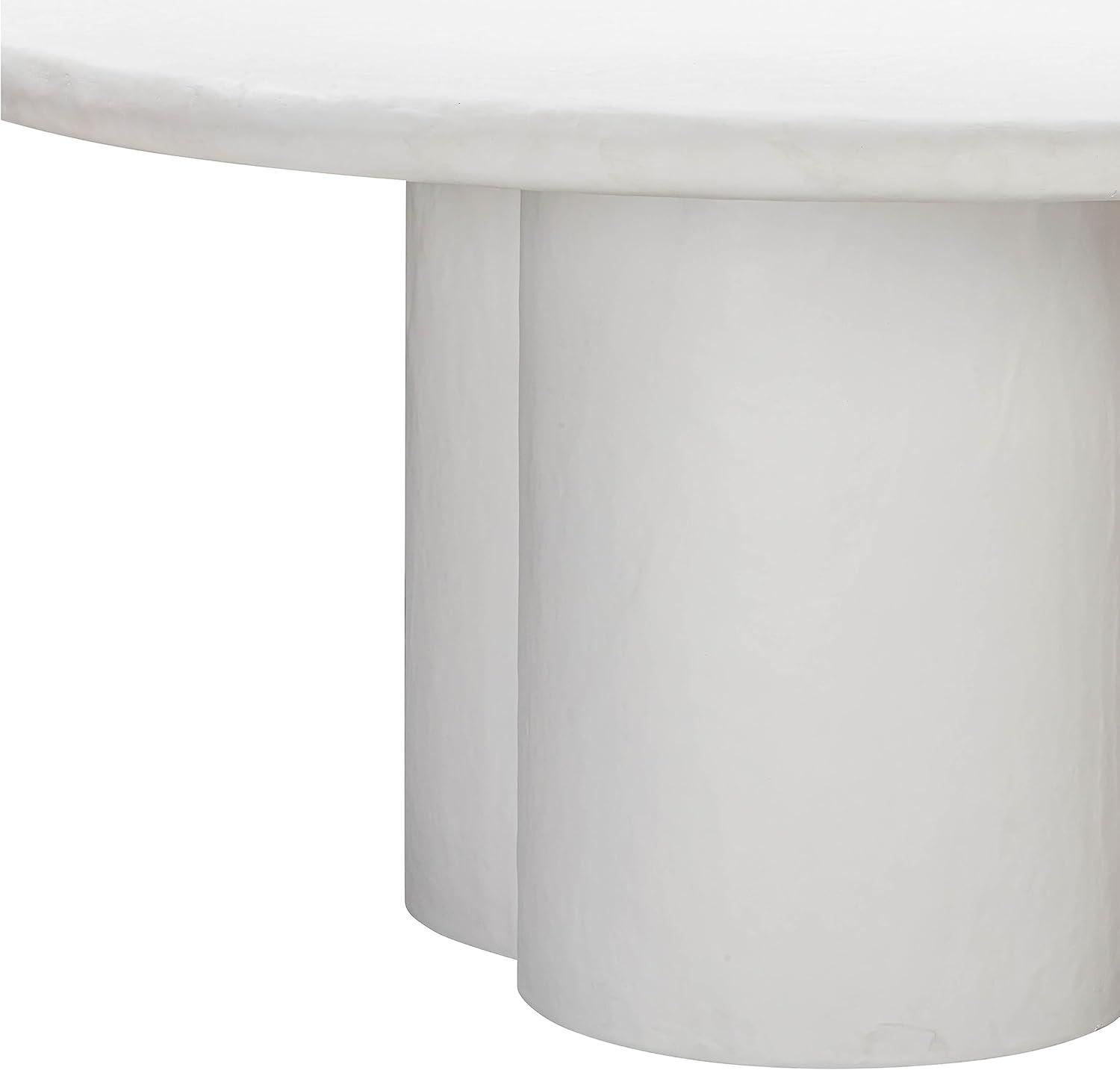 White Round Marble Contemporary Dining Table for Six