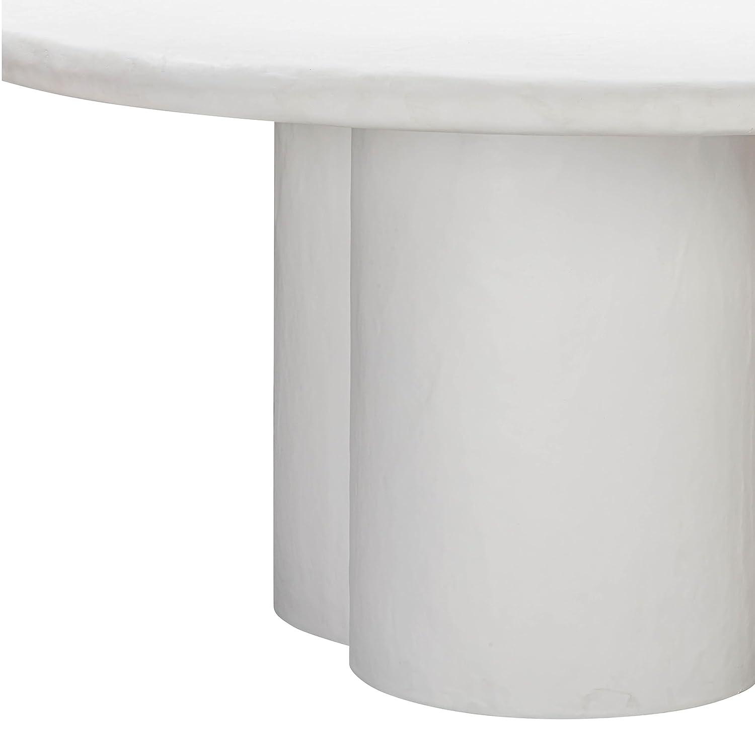 TOV Furniture Elika White Faux Plaster Round Dining Table