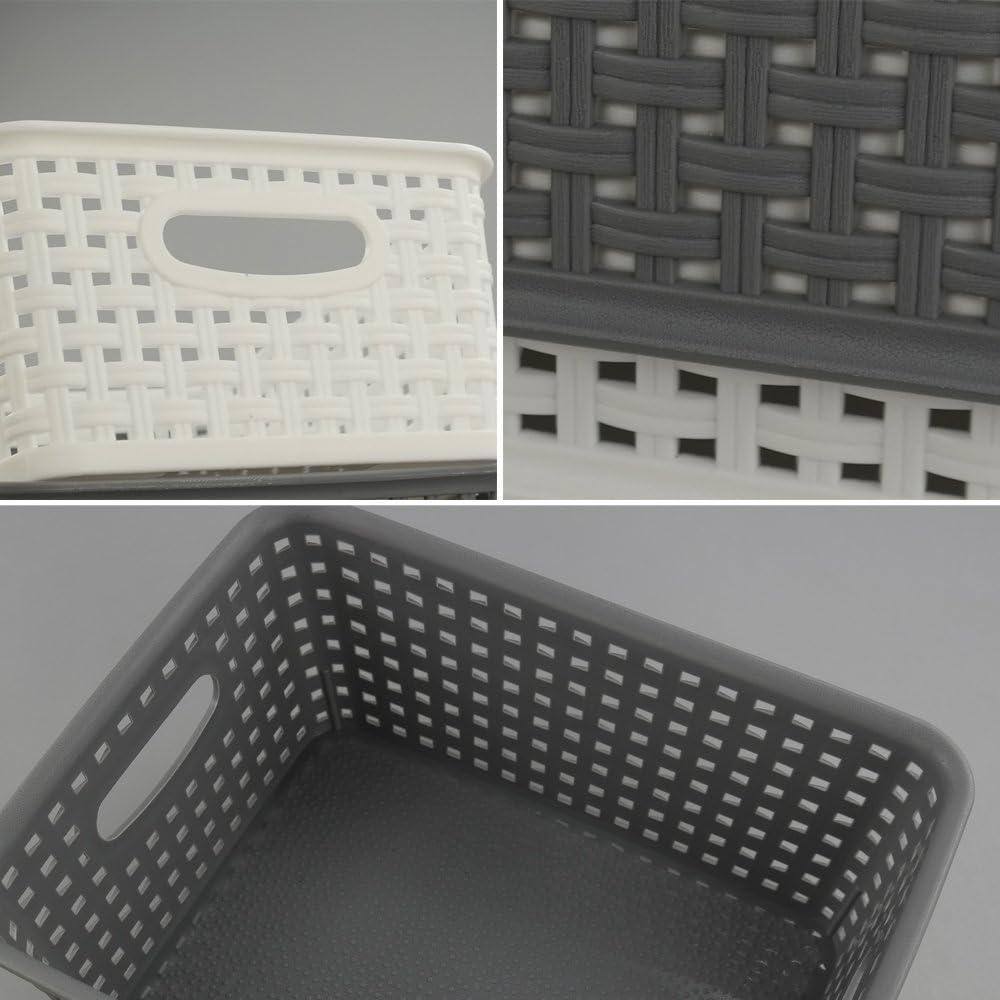 Idomy 6-Pack White and Gray Plastic Storage Baskets