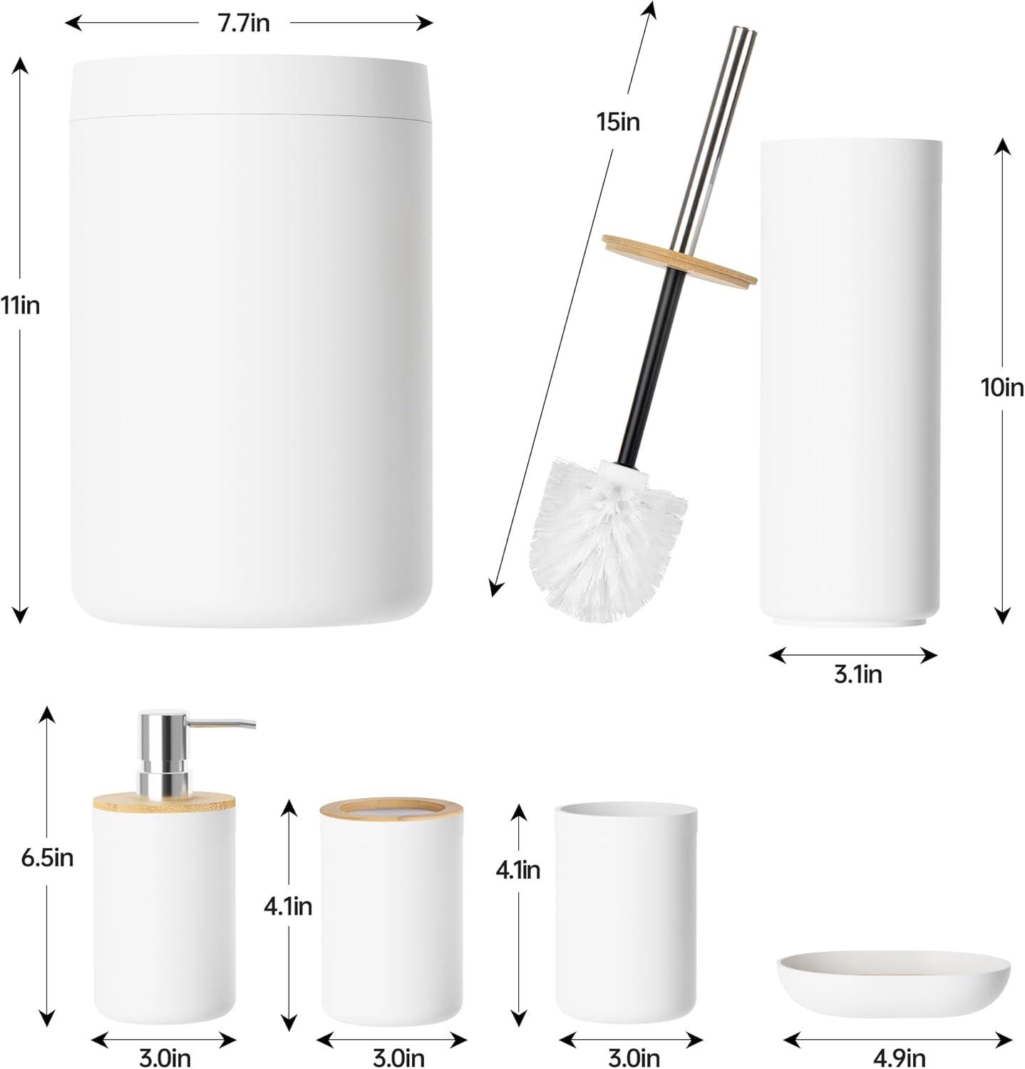 Home-Complete 6-Pc Bathroom Accessories Set, White