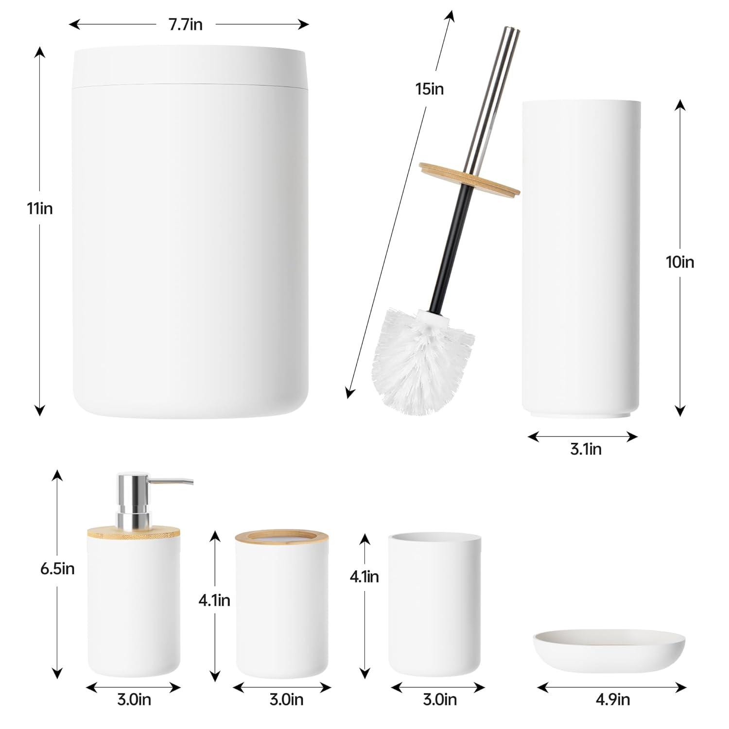 Home-Complete 6-Pc Bathroom Accessories Set, White