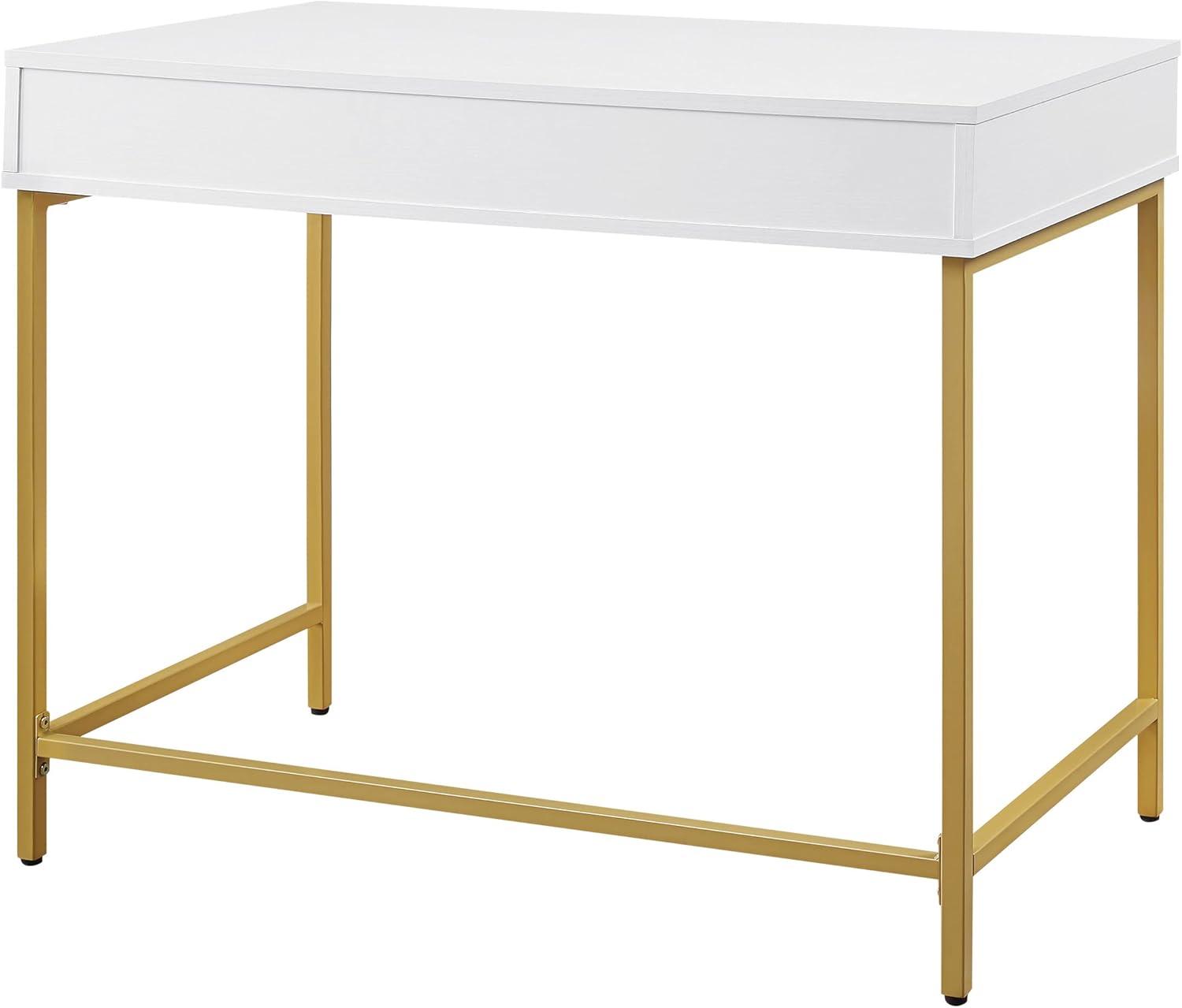 OSP Home Furnishings Modern Life Engineered Wood Desk w/ Metal Legs in White