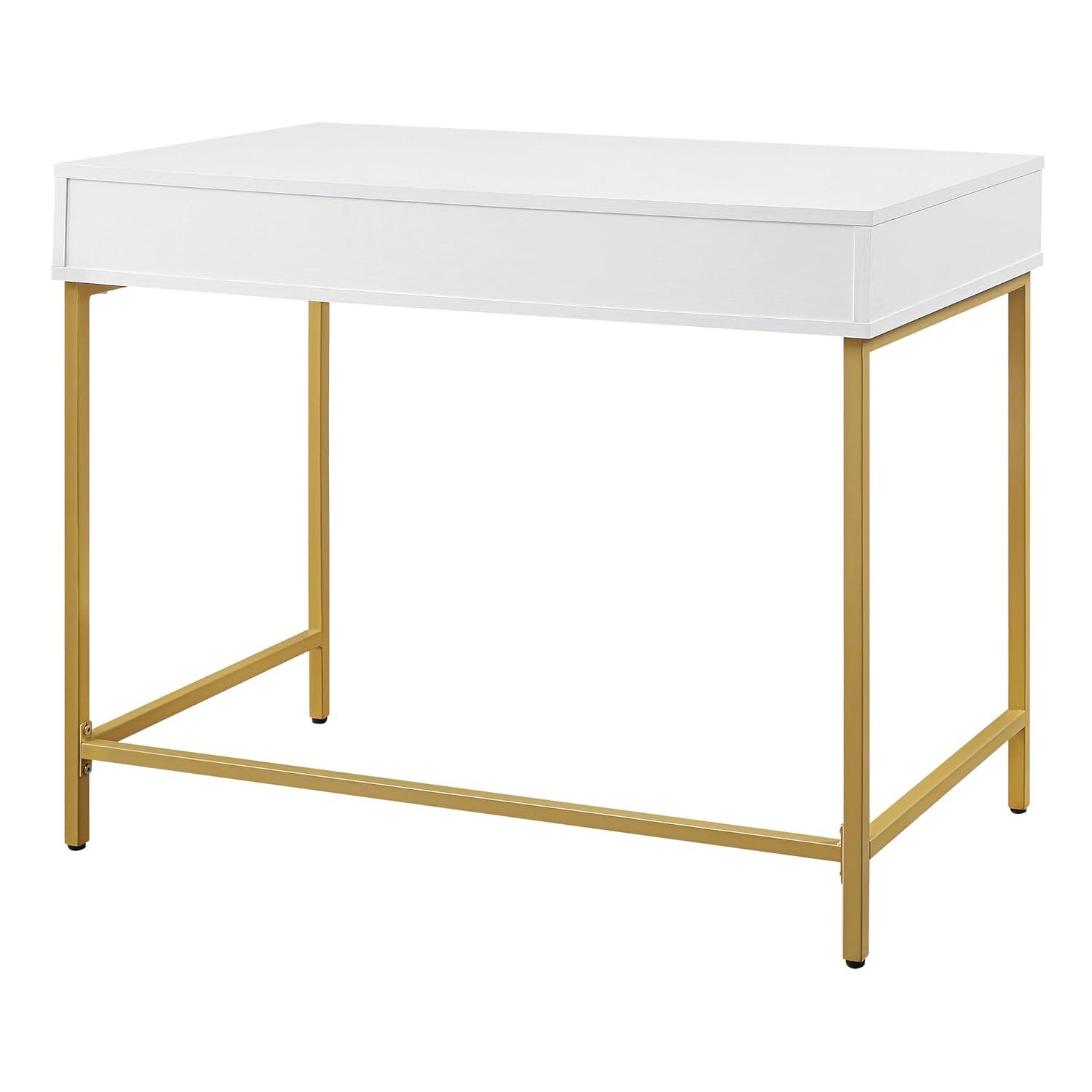 OSP Home Furnishings Modern Life Engineered Wood Desk w/ Metal Legs in White