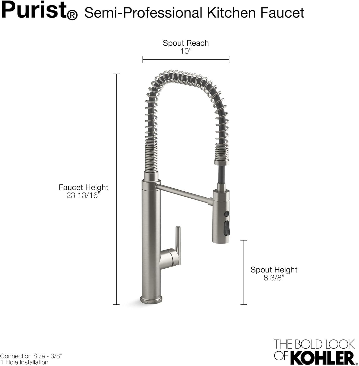 Kohler Purist® Single Handle Semi-Professional Pre-Rinse Kitchen Faucet with Pull Down Sprayer