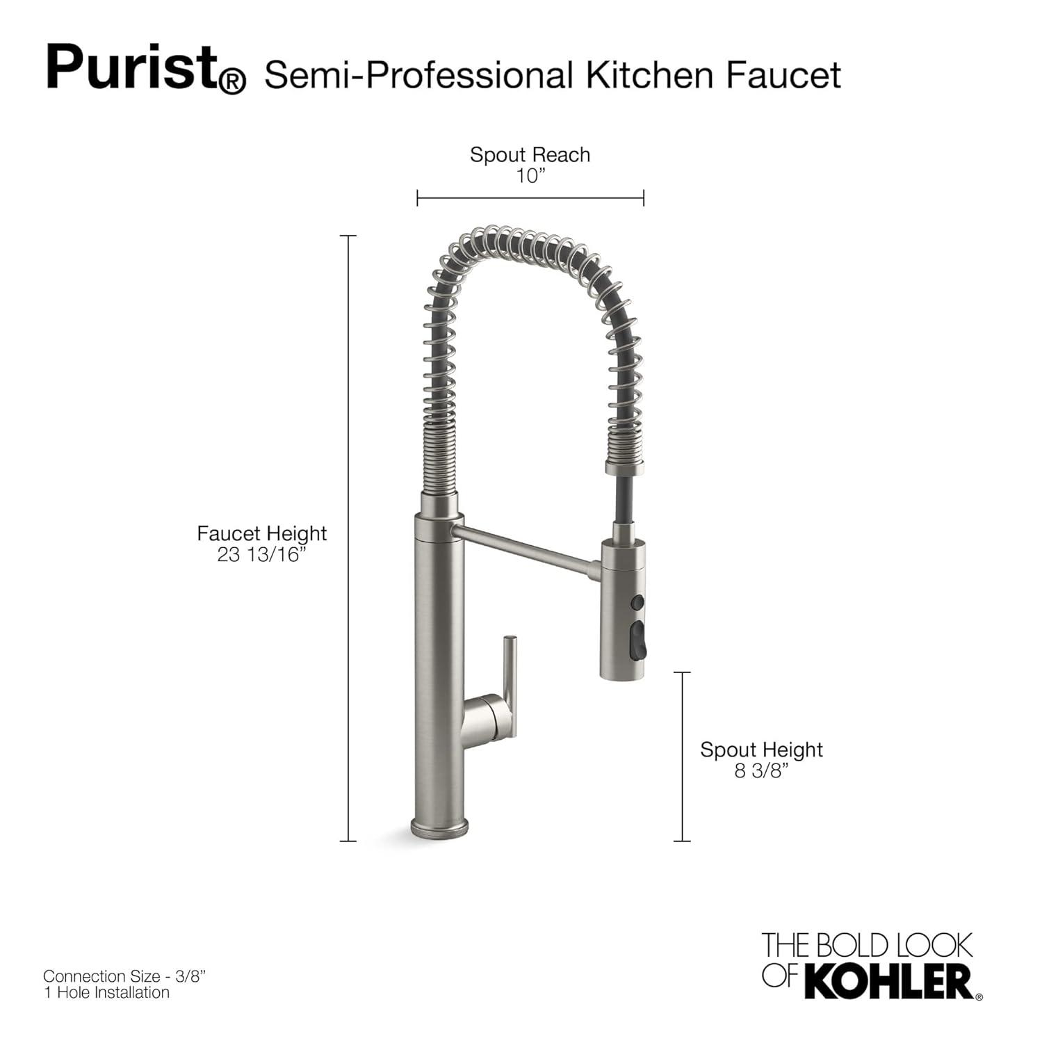 Purist® Single-Handle Semi-Professional Kitchen Sink Faucet in Brushed Modern Brass