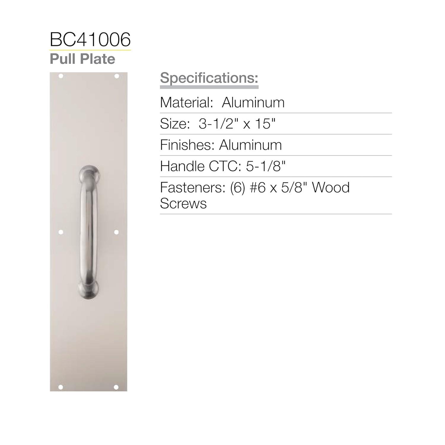 Brinks Commercial 5035102 15 in. Satin Aluminum Pull Plate