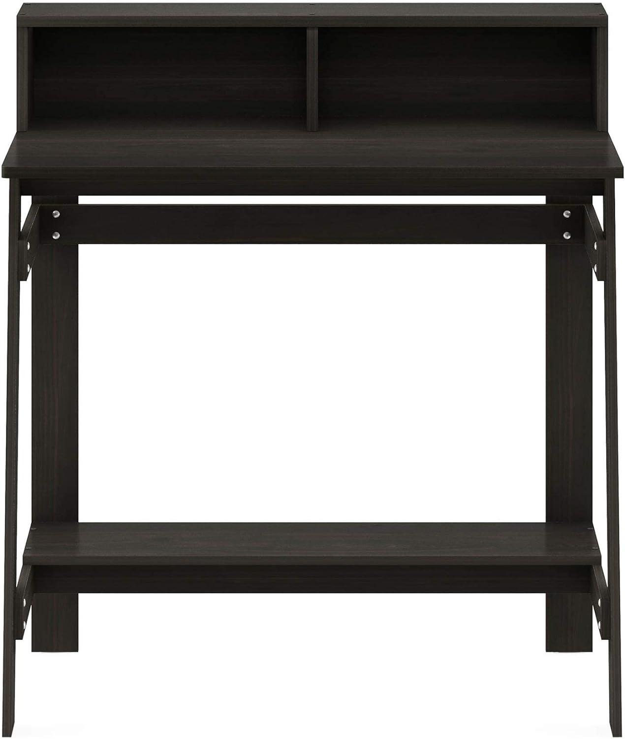 Espresso A-Frame Computer Desk with Hutch and Drawer