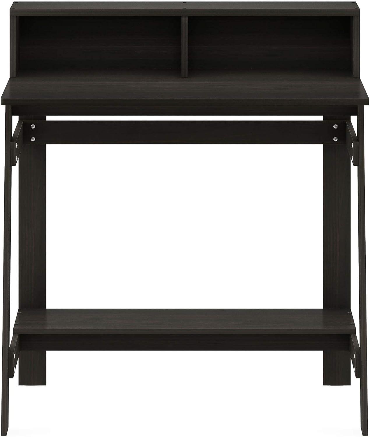 Espresso A-Frame Computer Desk with Hutch and Drawer