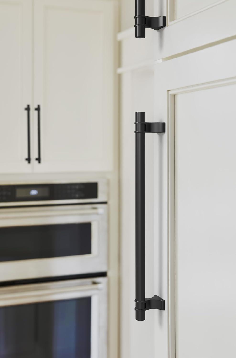 Amerock Davenport 8-13/16 inch (224mm) Center-to-Center Matte Black Cabinet Pull