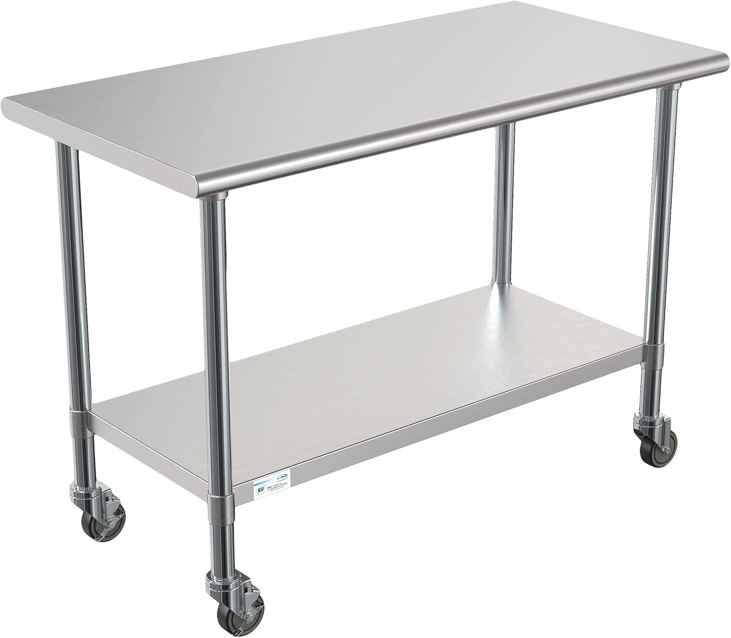 KoolMore 24" x 48" Stainless Steel Work Table with Casters