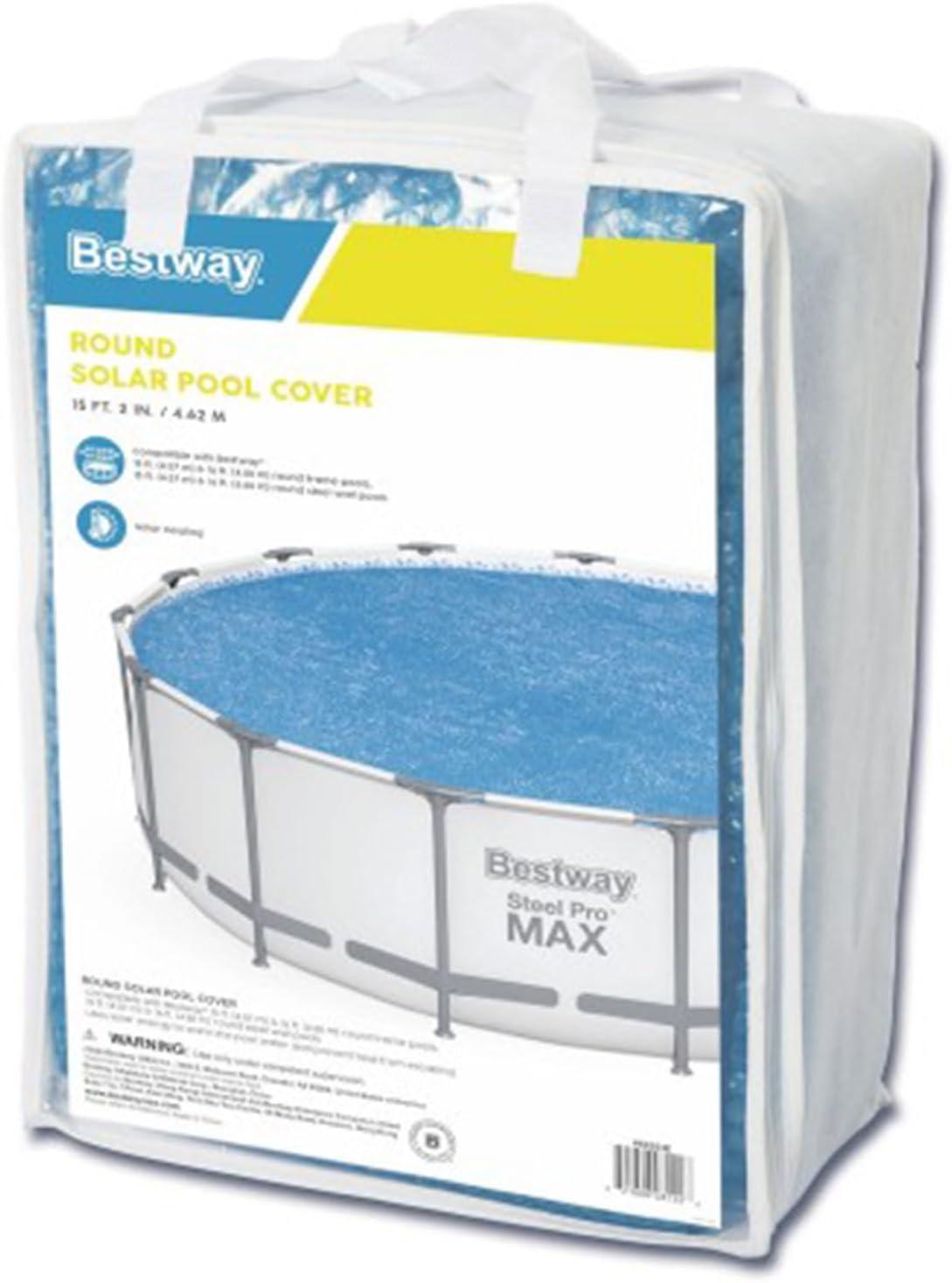 Bestway Flowclear 15 Feet Round Above Ground Solar Pool Cover Only for Pool Water Maintenance of Swimming Pools 16 Feet in Diameter, Blue