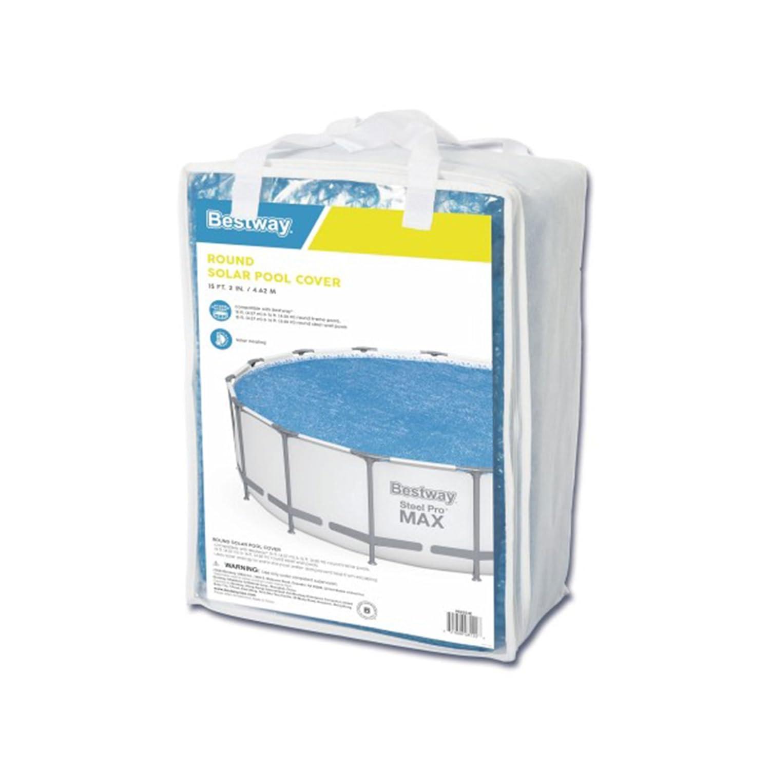 Bestway Flowclear 15 Feet Round Above Ground Solar Pool Cover Only for Pool Water Maintenance of Swimming Pools 16 Feet in Diameter, Blue