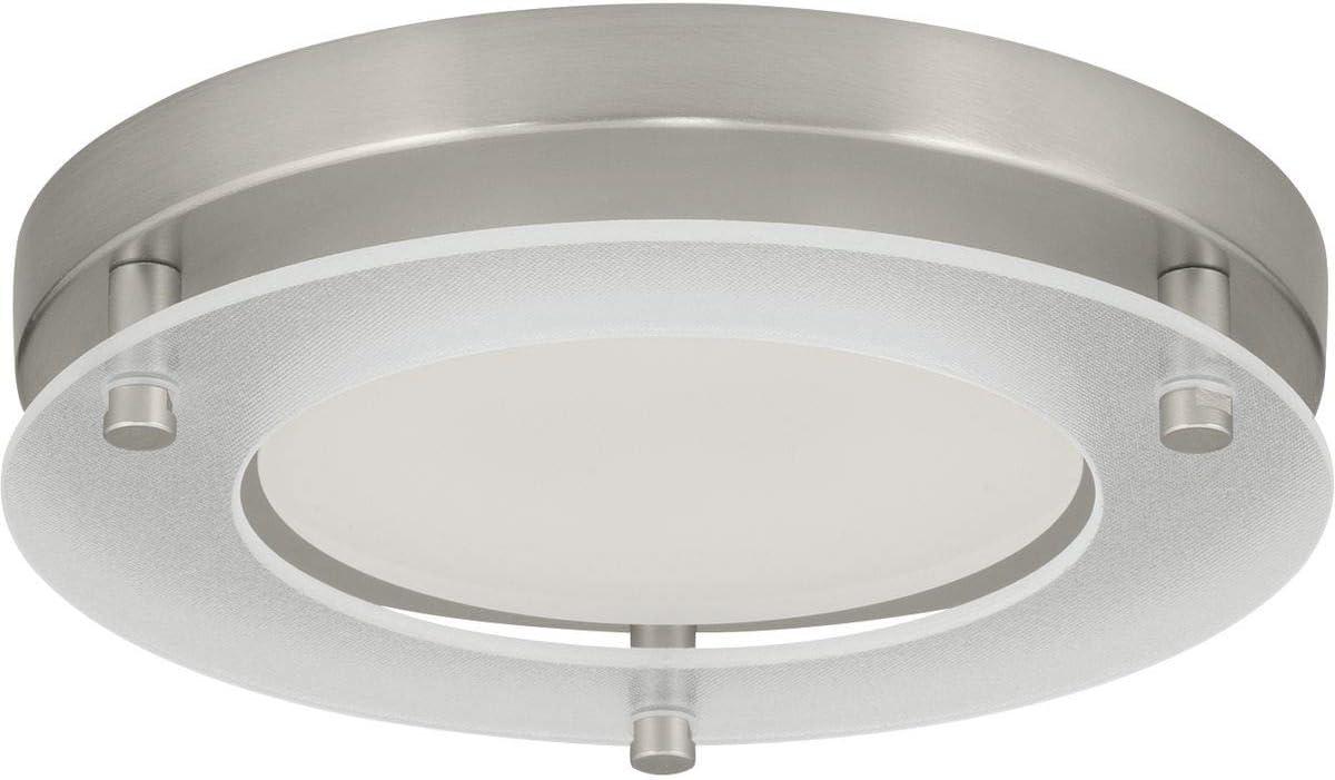 Progress Lighting, Snap-In Collection, 1-Light Flush Mount, Brushed Nickel, Decorative Glass, Polycarbonate Material