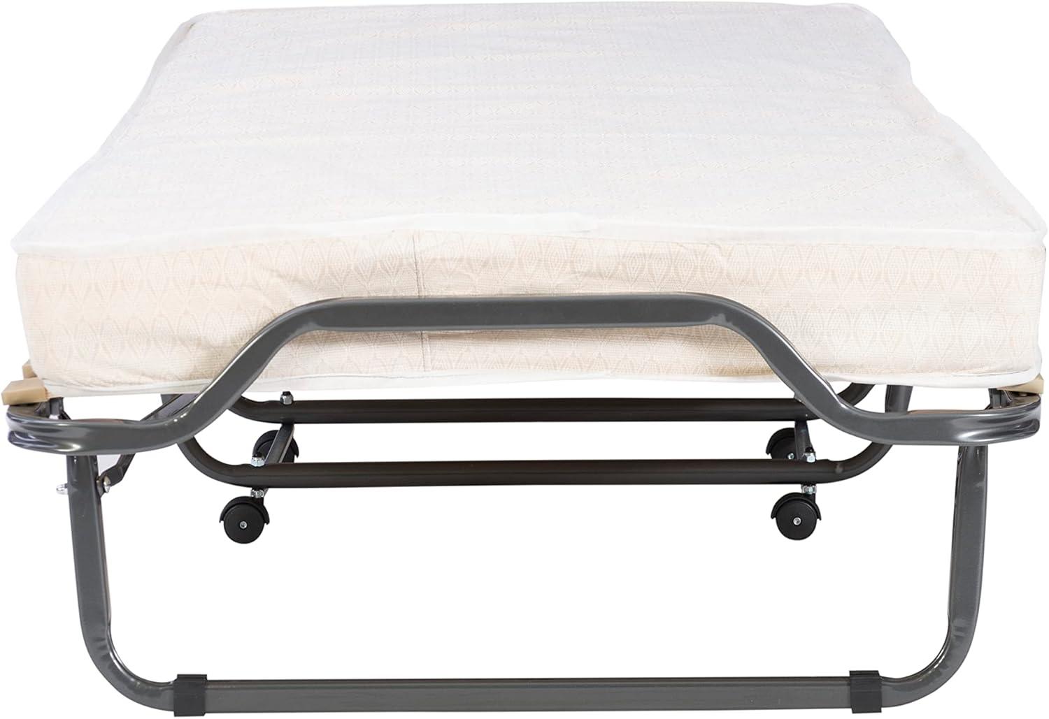 Compact Twin Metal Frame Rollaway Bed with Memory Foam