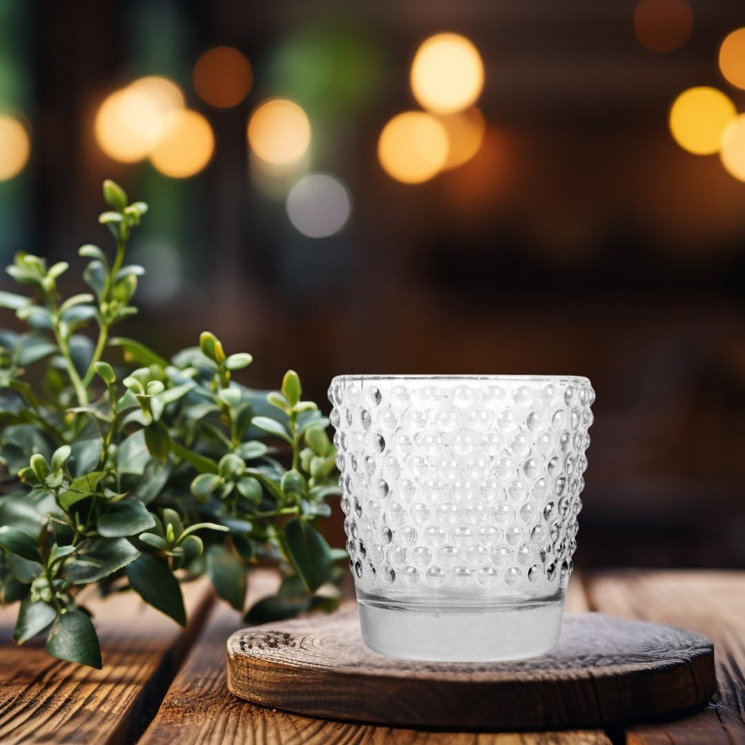 Koyal Wholesale Hobnail Glass Candle Holder (Pack of 6), 2.5 x 2.4"