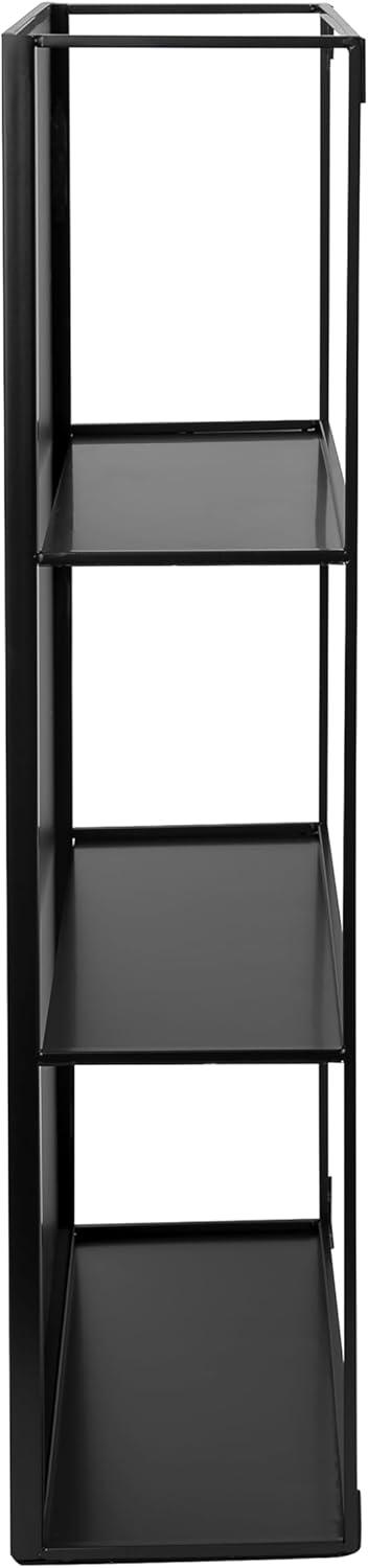 Cubiko 24"x12" Black Metal Wall Mirror with Hidden Shelves