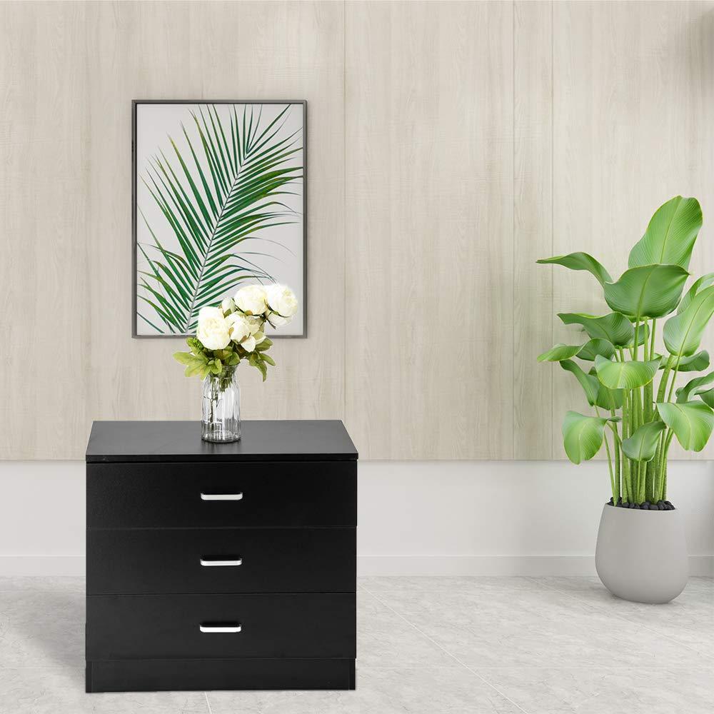 XIAOTAO 3-Drawer Dresser, Small Nightstand Modern Storage Chest of Drawer Wooden Side Table End Table for Bedroom, Living Room, Reception Room (White)