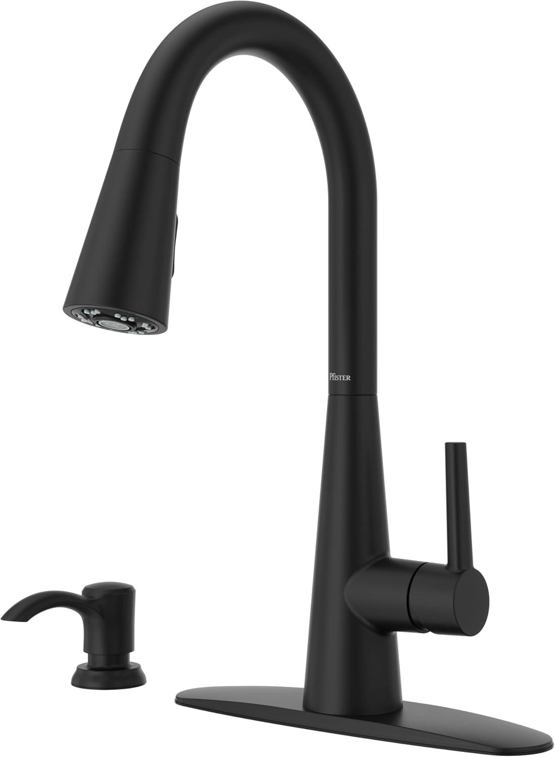 Matte Black High Arc Kitchen Faucet with Pull-Down Spray