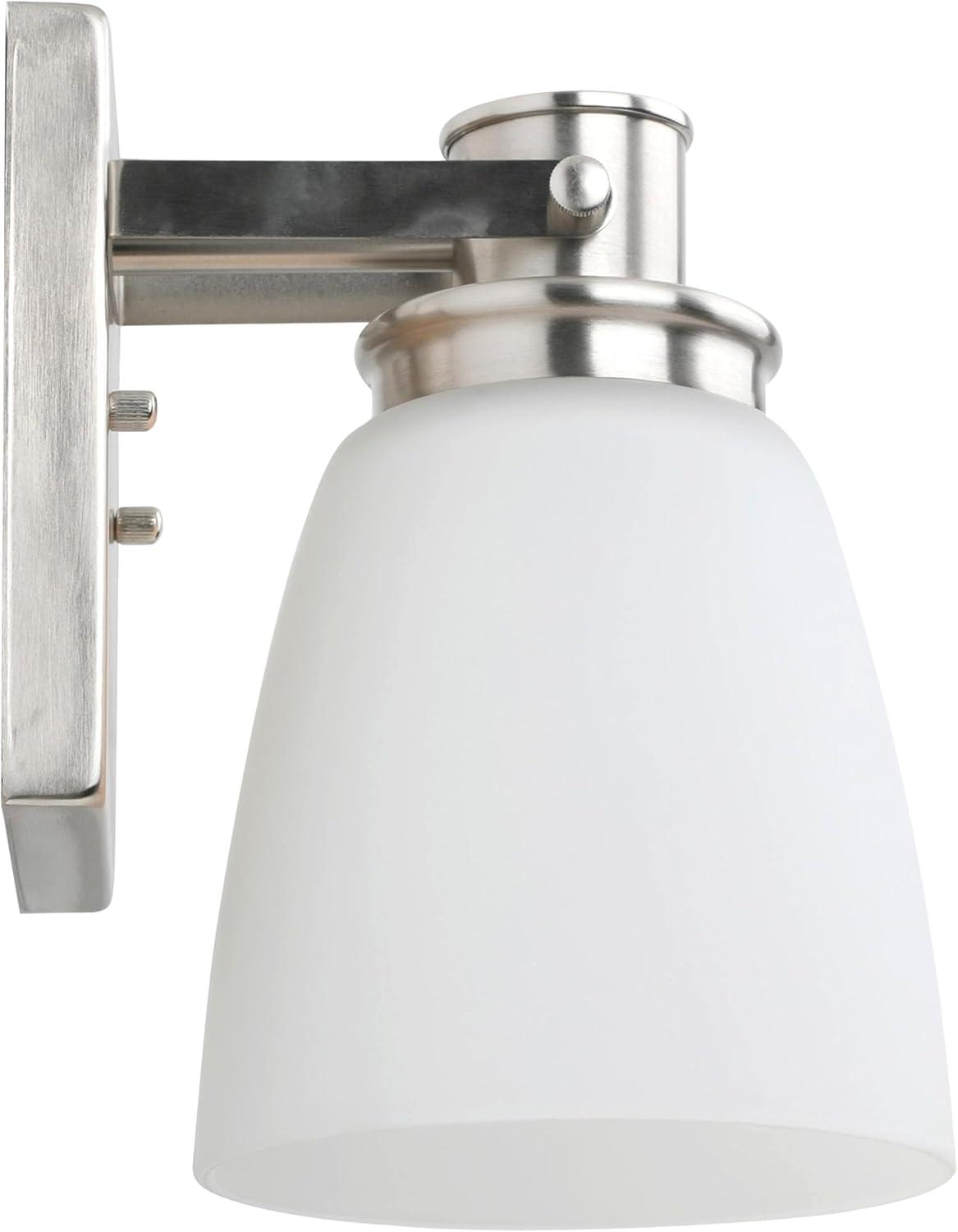 Design House Atkinson Satin Nickel and Frosted Glass Dimmable Incandescent Bulb Wall Light