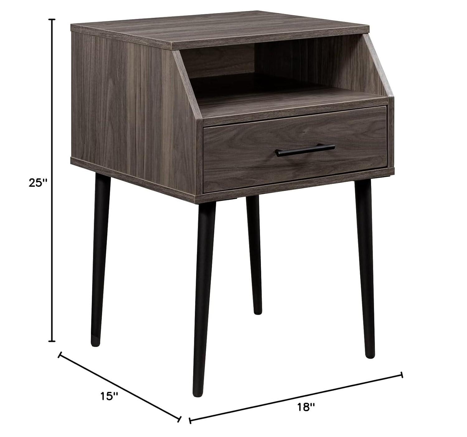 42" 2-Drawer Wood Coffee Table with Hairpin Legs - Dark Walnut/ Black