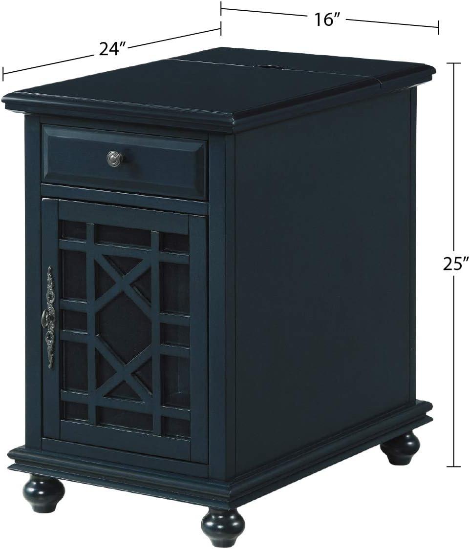 Martin Svensson Home Elegant Chairside Table with Power Catalina Blue