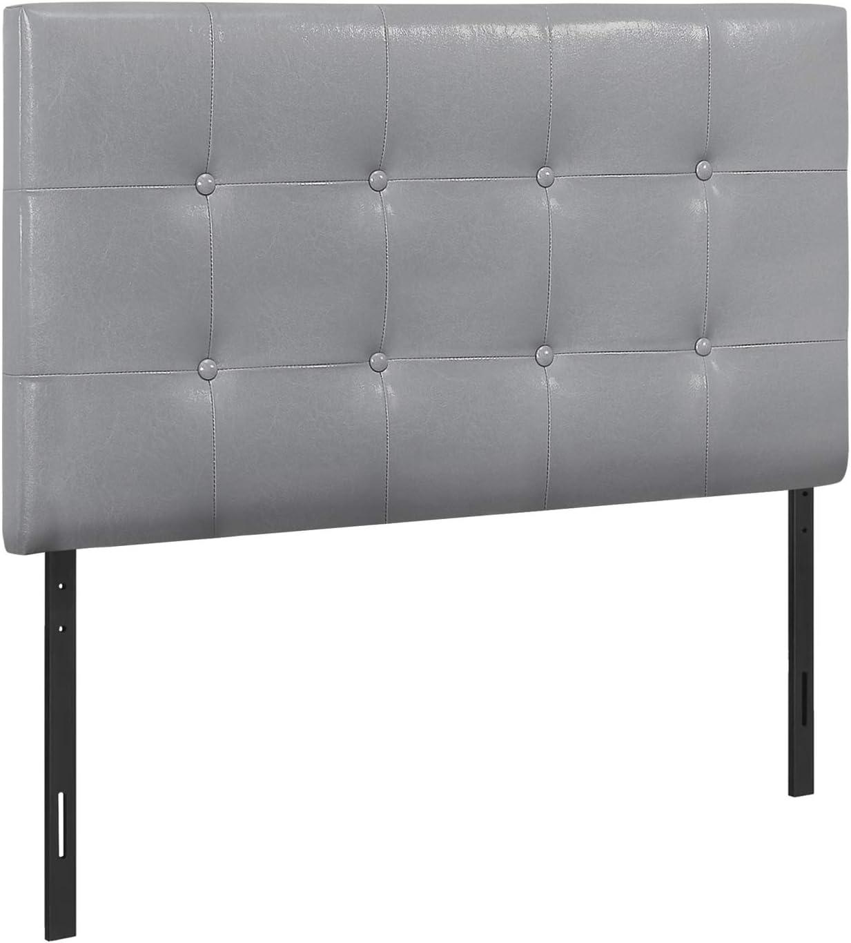 Monarch Specialties Bed Headboard Only Twin Size Bedroom Upholstered Pu Leather Look Grey Transitional