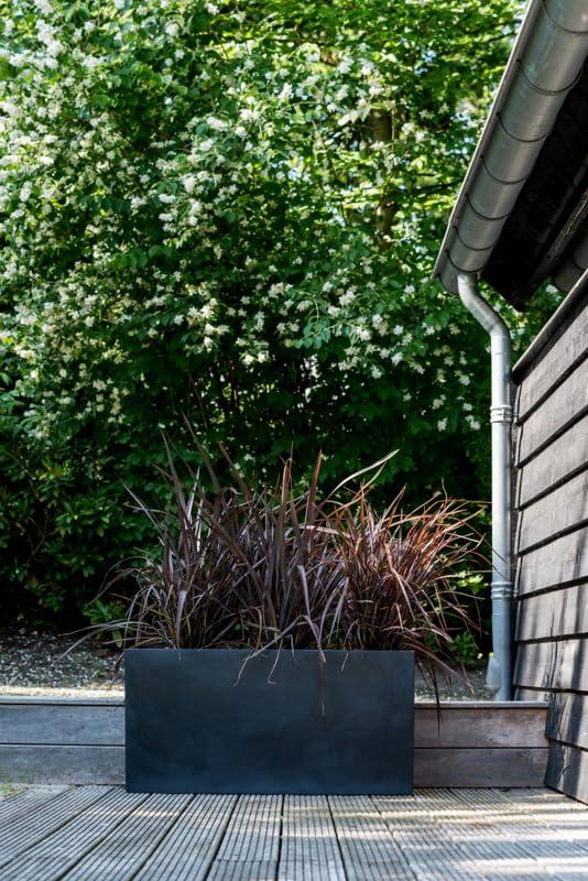 Pottery Pots USA Inc. Pottery Pots Jort Small Fiberstone Indoor Outdoor Modern Rectangle Planter, 16 Inch Tall Black 32"