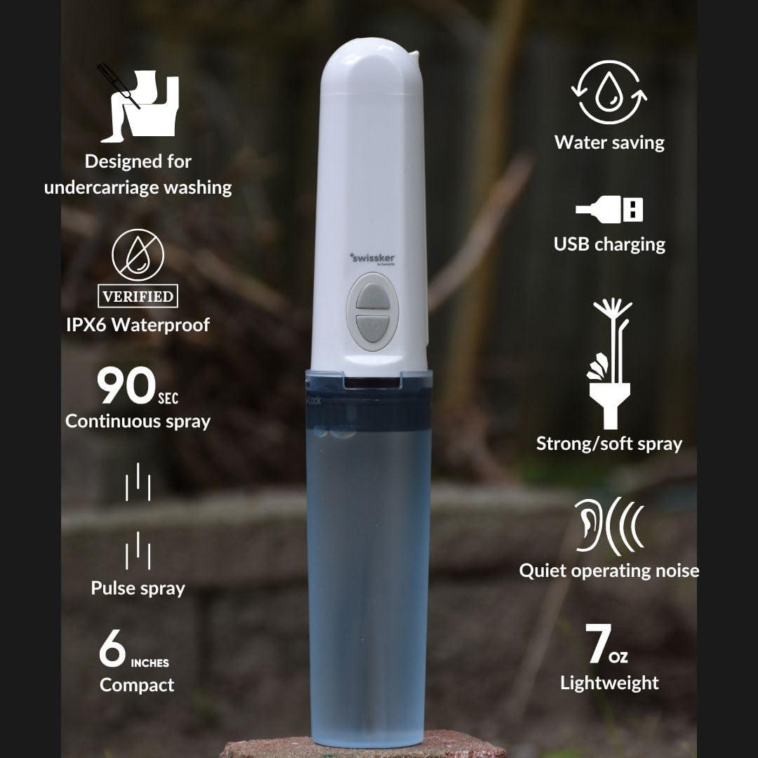 Swissker by Swissklip Aquavesi Portable Bidet| Rechargeable Portable bidet for travel| Portable Bidet For Women & Men for Menstruation, Soothing Postpartum, Perineal Care and Hemorrhoid